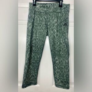 Adidas Green Climalite Cropped Workout Leggings Size Small Mid Rise